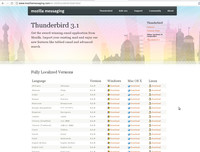 Web s nabídkou lokalizací a platforem Thunderbirdu