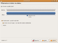 Možnosti rozdělení disku při instalaci distribuce Ubuntu 8.10 Intrepid Ibex