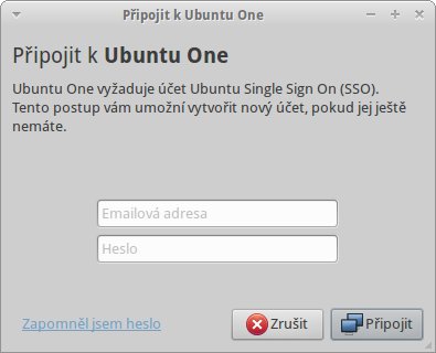 Zadejte údaje k účtu Ubuntu One