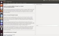 Přehledné rozložení oken a panelu aplikace po prvním spuštění, společně se spouštěčem v Ubuntu 11.10