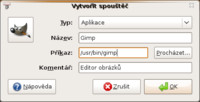 Vytvoření spouštěče programu GIMP (Ubuntu 8.10)